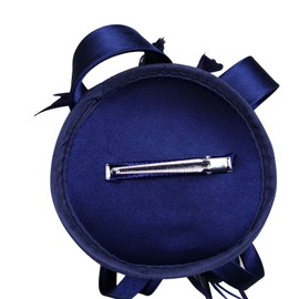 JUNRU Large Navy Feather Clip Fascinator Hat Ladies Day Races Ascot, Blue, One Size