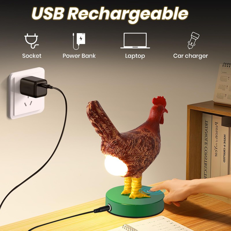 Chicken Lamp, Funny Chicken Butt Lamp 3D LED Egg Night