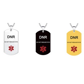 3PCS Medical Alert ID for Women and Men - Waterproof Stainless Steel - Black gold steel three colors - Classic ID Medical Alert Necklace (DNR (DO NOT RESUSCITATE))