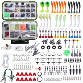 The Brisk Barrel Fishing Lures. 212 Pcs Tackle Box with Tackle Bait Lures, Crankbaits, Hook, Weight, Spring Pins, Fishing Line & More Idea for Men
