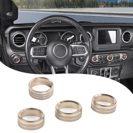 Center Console Air Conditioner Switch Knob Trim Cover Headlight Knob Trim Cover Aluminum Alloy Interior Accessories for Jeep Wrangler JL JLU & Gladiator JT 2018-2024,Gold