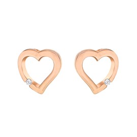 Tuscany Silver Rose Gold Plated CZ Set Cut Out Heart Stud Earrings