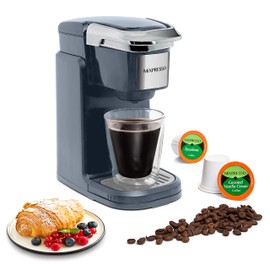 Mixpresso Single Cup Coffee Brewer - Quick Brew, One Touch Function, 12oz One Cup Grey Coffee Maker