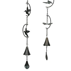 Set of 2 Metal Rustic Hummingbird & Butterfly Wind Chimes Outdoor Home Garden Decor