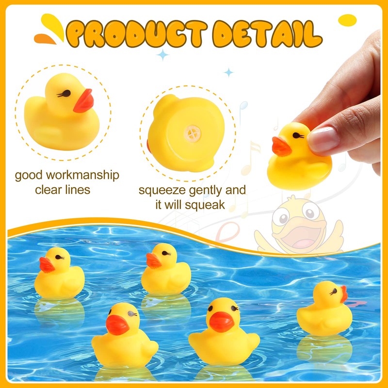 Teling 200 Pcs Mini Rubber Ducks in Bulk Yellow Tiny