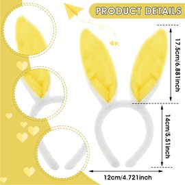 WY LIGHTING LEVEL Easter Bunny Ears Headband Soft Hair Hoop Cute Plush Hairband Furry Rabbit Ear Costumes Accessory (Yellow)