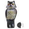 Horned Owl Decoy and 360° Rotating Head Owl Statue to