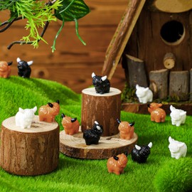 CroBlissful 60 Pcs Mini Highland Cow Figurine Resin Highland Cow Statues Tiny Highland Cow Decor Resin Cow Sculpture Ornament for Home Office Desk Bathroom Kitchen(Black, White, Brown)