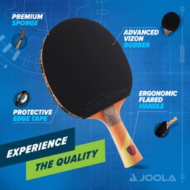 JOOLA Omega Strata - Table Tennis Racket with Flared Handle - Tournament Level Ping Pong Paddle with Riff 34 Table Tennis Rubber - Designed for Spin