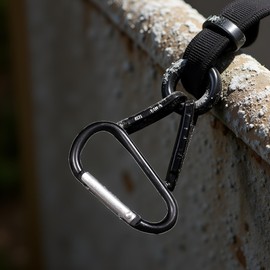 1PCS Carabiner Clip, 3" Aluminum Clips D Ring Shape Carabiner Heavy Duty Carabiner, Key Chain with Ring Keychain Hook Carabiner,Accessory and Keychain Carabiners (Black)