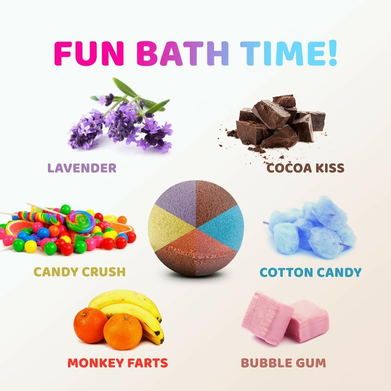 Relaxcation 6 Bath Bombs Set for Kids and Teens with