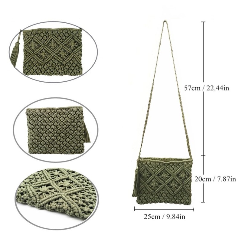 oukesin Small Cotton Shoulder Bag for Women Macrame Handmade with
