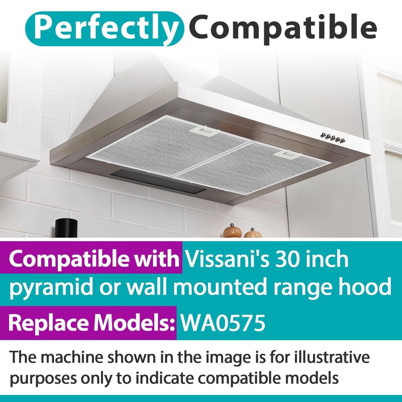 2Pcs WA0575 Range Hood Filter 14.4"x13.5"x0.35" Compatible with Vissani