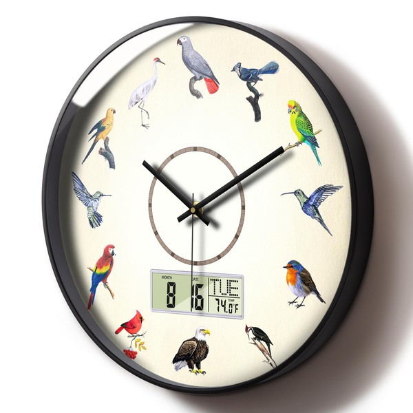 SCOAGE Silent Modern Digital Clock with Week and Date Temperature