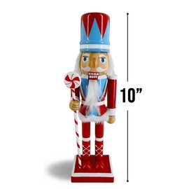 Nutcracker Ballet Gifts, Nutcracker Christmas Ornaments, Wooden Figure Decoration with Fun Candy Cane Uniform, Holiday Home Decor, Ideal Xmas Ornament, 10 Inch, Nutcracker Soldier 2