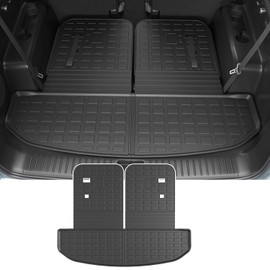 powoq Trunk Mat Compatible with 2021-2025 KIA Sorento/Hybrid/PHEV Cargo Liner with Backrest Mats Replacement for KIA Sorento 2021 2022 2023 2024 2025 Accessories(Trunk Mats with Backrest Mat)