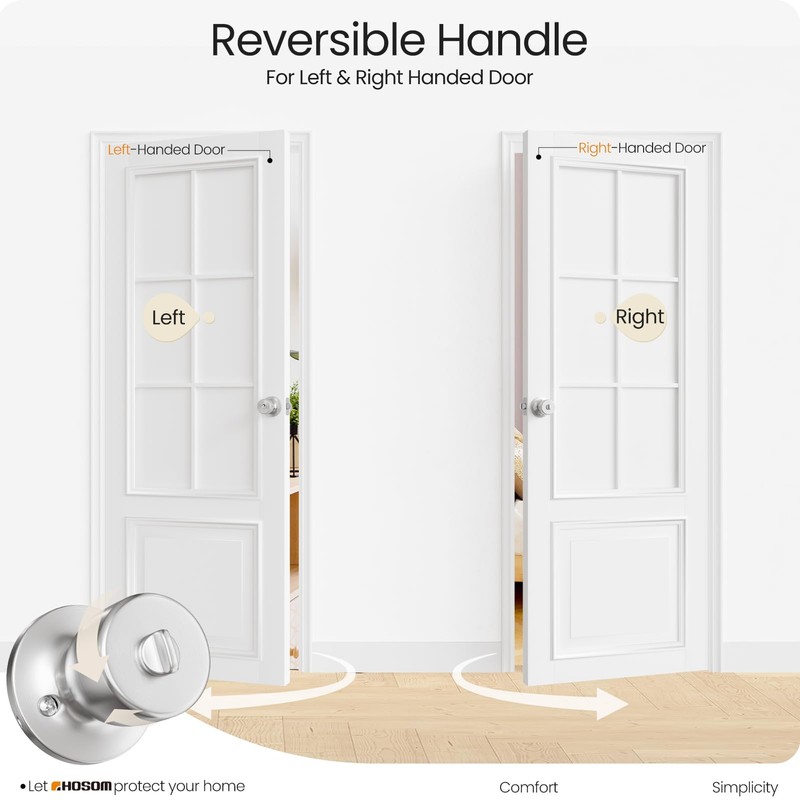 HOSOM Door Knob with Lock and Key, Keyed Entry Door
