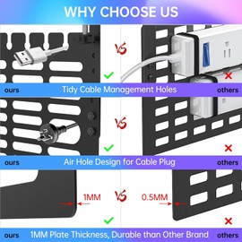 Upgrade Under Desk Cable Management Rack,Cable Rack with Clamp for Desk Wire Management No Drill,Cable Management Under Desk,Space Saving Desk Wire Rack for Office Desk Home (2 pcs)