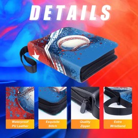 Baseball Card Binder,4-Pocket Cards Holder,Trading Card Binder Fits 400 Cards With 50 Removable Double Sided Sleeves,Portable Cards Album Case for Sports Cards Collection