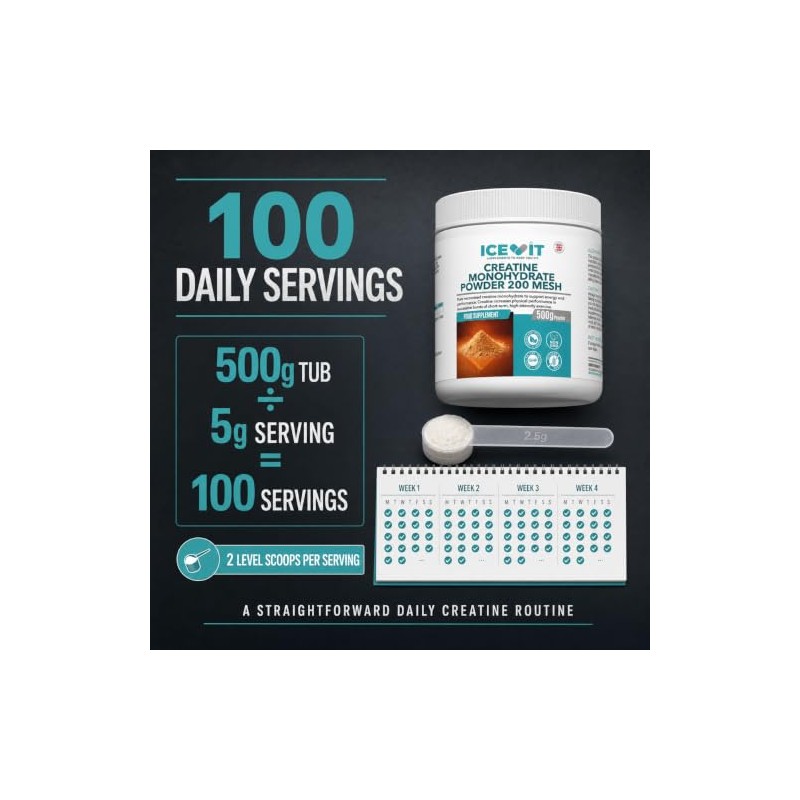 Creatine Monohydrate Powder 500g Unflavoured & Micronised