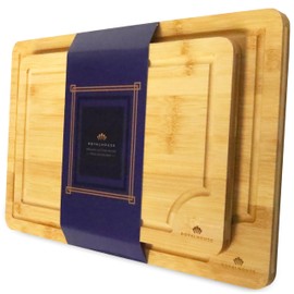 2 Pack Cutting Board Large15x10x0.5 and Medium 12x8x0.5 Bamboo Cutting Boards for Kitchen with Juice Groove and Kitchen Chopping Board for Meat Cheese board Heavy Duty Serving Tray