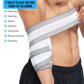 360 RELIEF - Elbow Support Brace Compression Bandage | Fitness, Gym, Workout, Squats, Powerlifting, Weightlifting, Relieve, Sports | White/Grey Mesh Laundry Bag |