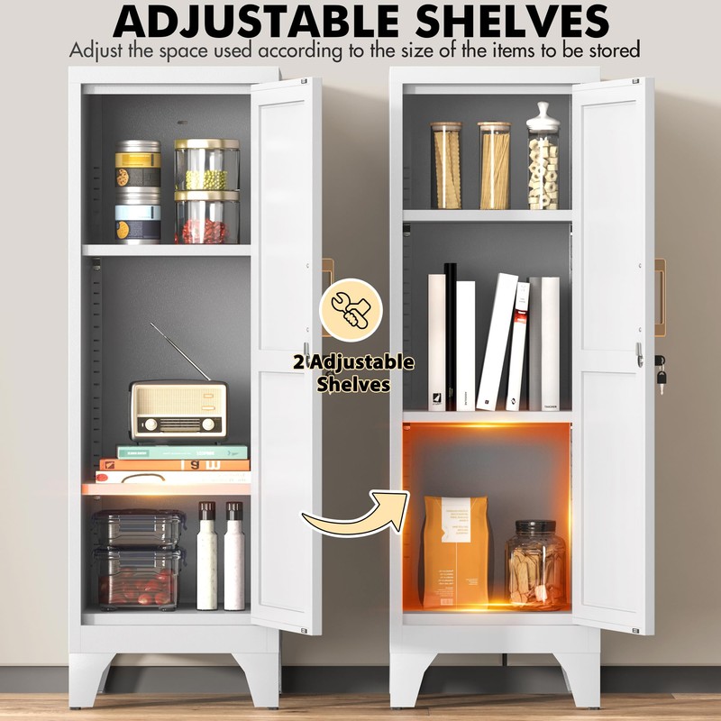 46" H Metal Locker Cabinet, Small Locker with Door and