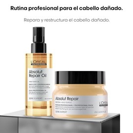 L'Oréal Professionnel Paris Kit Absolut Repair | Aceite 90ml + Mascarilla 250ml | Repara y Reestructura | 10 Beneficios en 1 para Cabello Grueso y Dañado | Con Tecnología Gold Quinoa + Proteína