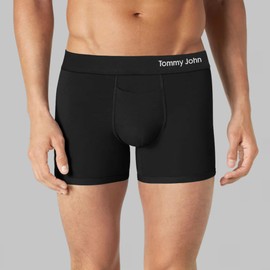 Tommy John Men’s Trunk 4" Underwear, Supima Cool Cotton Boxer Briefs with Supportive Contour Pouch, Dry Pima Cotton Blend, Soft Breathable Waistband, Mesh Quick Dry, Black, XXL, 3 Pack