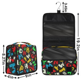 PATTERNFUL Alphabet Hanging Travel Toiletry Bag for Kids, Women Cosmetic Organizer Makeup Bag Pouch Men Shaving Dopp Kit Shower Bag With Sturdy Hook