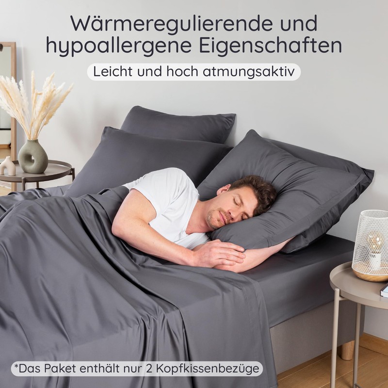 Bambaw Bamboo Pillowcases 50 x 70 cm, Pack of 2,
