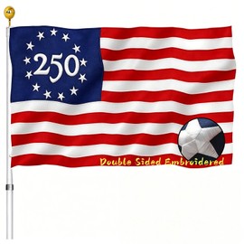 Embroidered USA 250 Anniversary Betsy Ross Flag Double Sided 3x5 Outdoor 2 Ply - US 250th the United States Flags Heavy Duty 210D Nylon for America Patriotic Celebrations