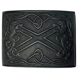 AAR Kilt Belt Buckle Jet Black Finish Scottish Saltire & Lion Band