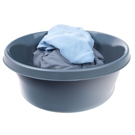 KADAX Matte Plastic Washing Bowl, Plastic Bowl, Round Washing Bowl, Durable Washing Bowl, Household Water Bowl for Bathroom, All-Purpose Tub (Dark Grey, 2L)