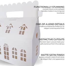 Karentology 10 Pcs Large Mansion House Shaped Gift Boxes for Treats, Dessert, Fancy Cookie, White Gable Bakery Packaging