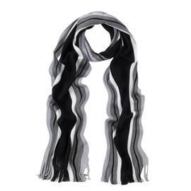 TrendsBlue Classic Premium Unisex Striped Winter Knit Fringe Scarf, v8