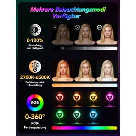 BNEHHOV Selfie Licht RGB, 138 LED Fotolicht 360°Vollfarbiges Videolicht, CRI 95+ 2700-6500K Kamera Licht mit 24 Lichteffekten, Wiederaufladbare Videoleuchte für Telefon, Party, TikTok, Streaming