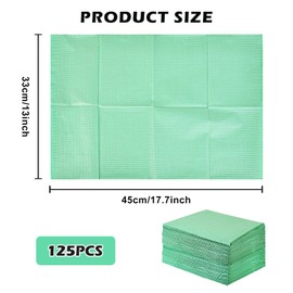Dental Bibs, Pack of 125 33 x 45 cm Patient Napkins, Dental Napkins, Tattoo Tablecloths, Waterproof Tattoo Piercing Bibs for Hospitals, Practices, Tattoo Studios (Green)