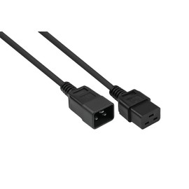 IEC Extension IEC Plug C20 to IEC Socket C19 - Ideal for UPS and Servers - Black - 2 m