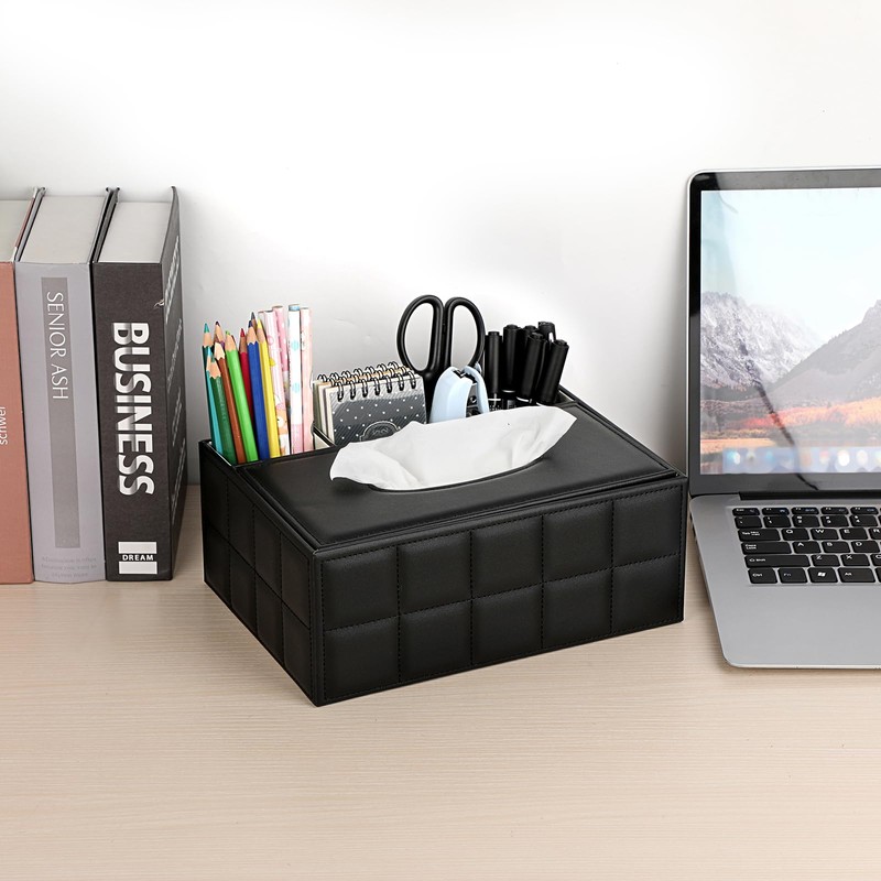 SUMTREE Tissue Box PU Leather Rectangle Tissue Box Tissue Dispenser