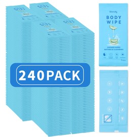 240 toallitas corporales envueltas individualmente (23,5 x 20 cm), toallitas de ducha grandes para adultos, sin enjuague, higiene personal portátil para gimnasio, camping, senderismo, mochiler