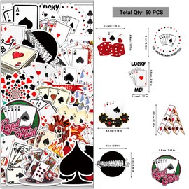 Doyomtoy Poker Doodle Sticker, Pack of 50 Casino Waterproof Sticker Set, Suitable for Laptops, Suitcases, Helmets, Motorcycles, Snowboards, Cars, Bikes, Computers, Suitable for Teenagers and Adults
