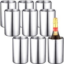 Wine Chiller Bucket Stainless Steel Wine Chiller Bottles for 750 ml Insulated Double Layer Bucket Wine Cooler Bucket to Keep Wine Cold for Wine Lovers Parties Bar (9 Pcs)