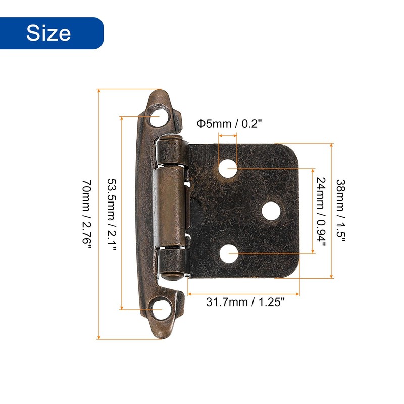 sourcing map Cabinet Kitchen Inset Hinges, 2Pcs 1/2" Overlay Semi-Concealed