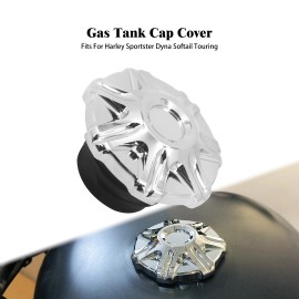 HDBUBALUS Gas Cap Fuel Oil Chrome Tank Cover Fit For Harley Sportster Softail V-Rod Dyna