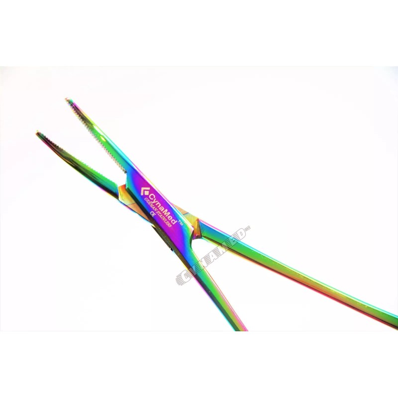 CYNAMED CURVED MOSQUITO FORCEPS 5" HEMOSTAT MULTI-COLOR GERMAN HIGH GRADE