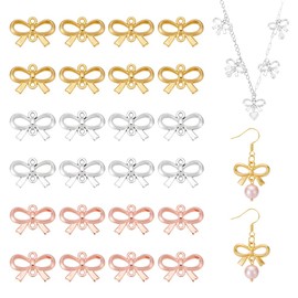 UNICRAFTALE 90 unidades de 3 colores con conector de lazo dorado de aleación, colgantes de nudo de lazo, colgantes de eslabones colgantes de eslabones pequeños conector de metal para hacer pulseras