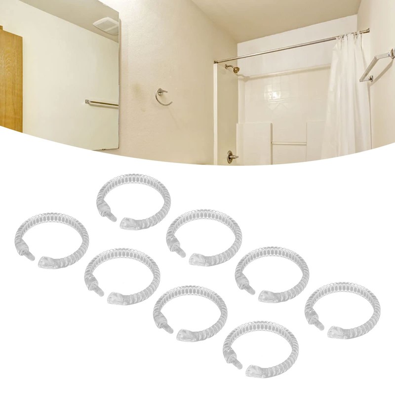 Transparent Shower Curtain Rings, Smooth Gliding O Shape Hooks for