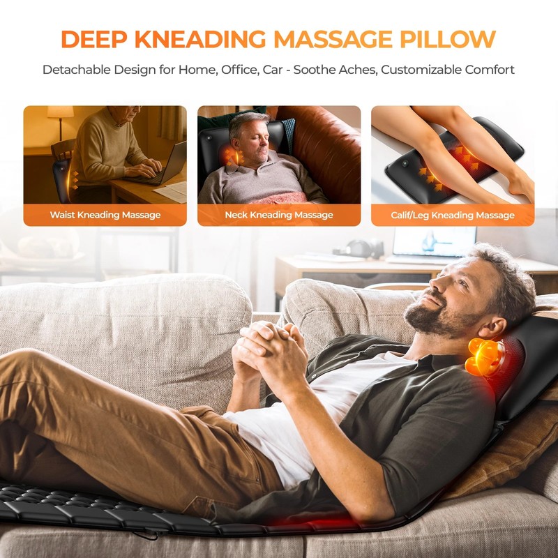 Toolzia Shiatsu Full Body Massage Mat with Heat - Detachable