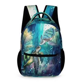 Sea Turtle School Backpack for Kids Girls Boys, 16 Inch Cute Sea Turtle Themed Bookbag, Personality School Backpack for Students Children, Lightweight, Large Capacity
